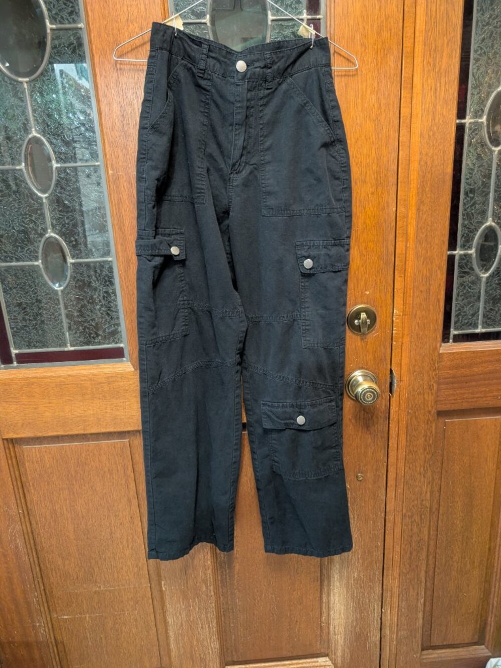 Juniors black cargo jeans, size 1